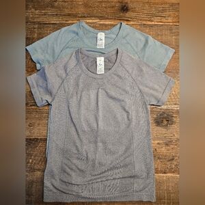 2 Old Navy Go Dry Seamless Women Grey And Sade Green Tees Medium Tall